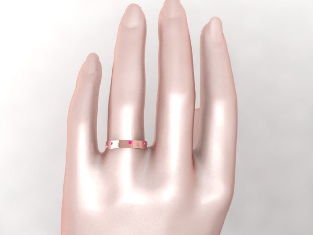 Pink Sapphire Wedding Band, Diamond Band