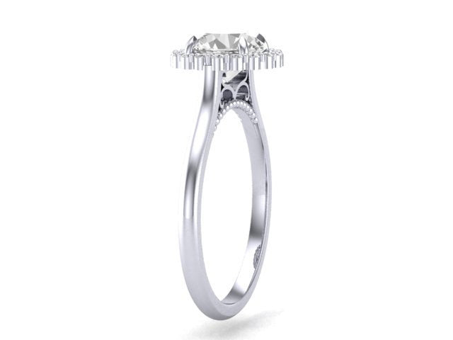 Forever Brilliant Moissanite Halo Diamond Platinum Ring