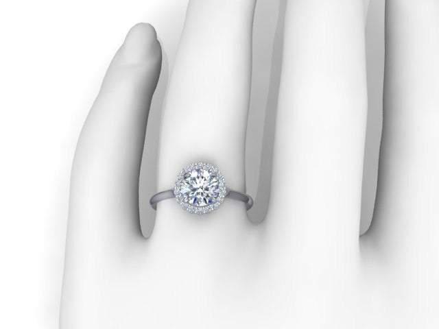 Forever Brilliant Moissanite Halo Diamond Platinum Ring