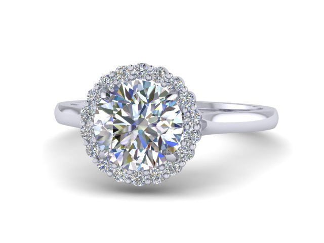 Forever Brilliant Moissanite Halo Diamond Platinum Ring