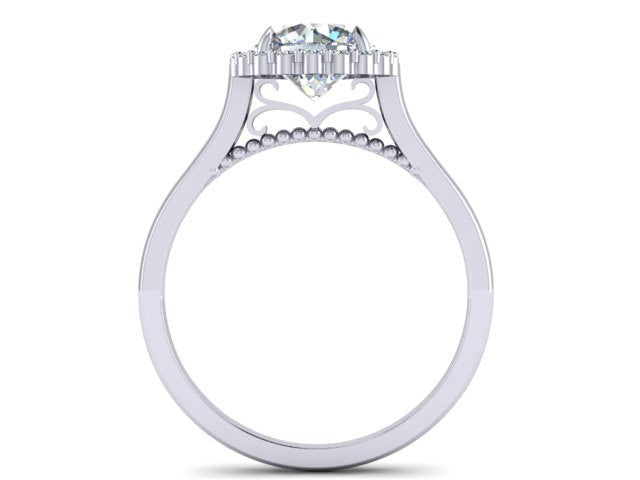 Forever Brilliant Moissanite Halo Diamond Platinum Ring