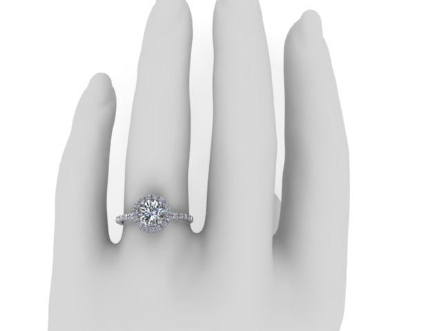 14K White Gold Halo Engagement Ring