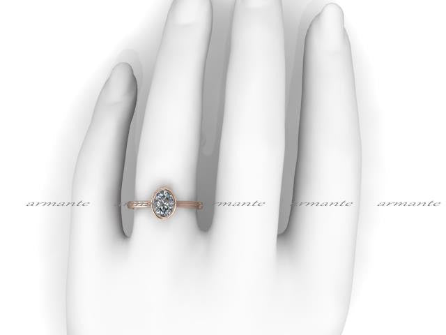 Bezel Set Oval Cut Moissanite Rose Gold Ring