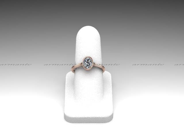 Bezel Set Oval Cut Moissanite Rose Gold Ring