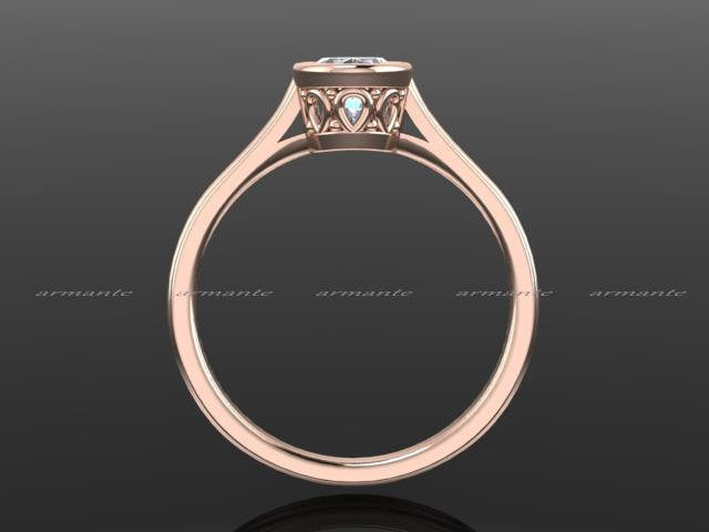 Bezel Set Oval Cut Moissanite Rose Gold Ring