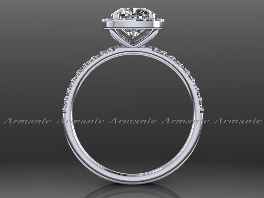 Platinum Diamond Moissanite Halo Engagement Ring