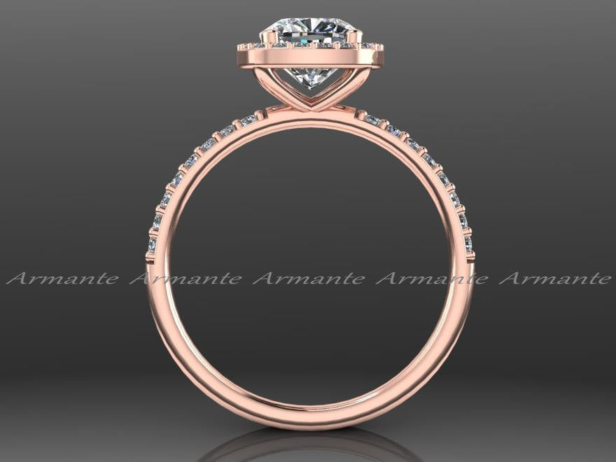 Rose Gold Forever Brilliant Moissanite Halo Engagement Ring