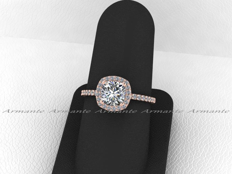 Rose Gold Forever Brilliant Moissanite Halo Engagement Ring