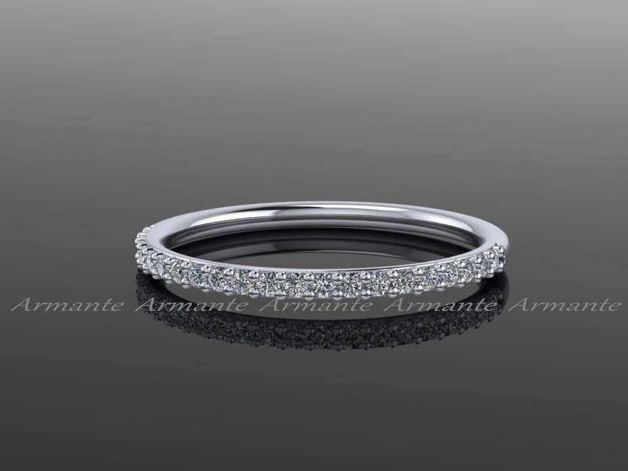 White Gold Moissanite and Diamond Halo Wedding Ring Set