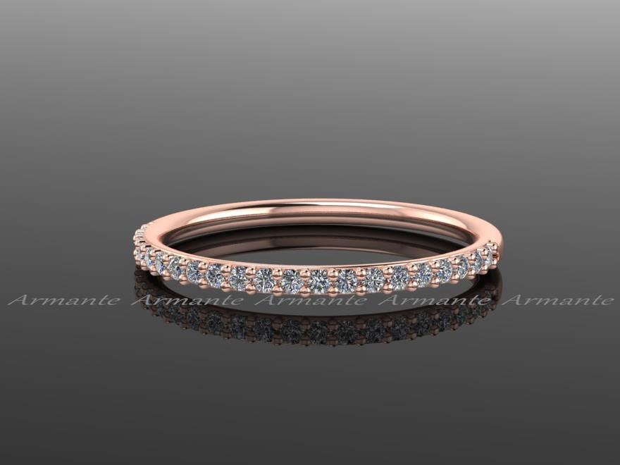 Moissanite and Diamond Halo Wedding Rings Set 14K Rose Gold