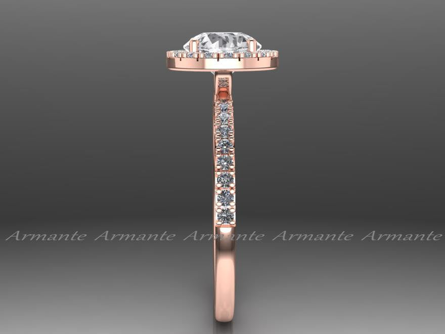 Rose Gold White Sapphire Engagement Ring