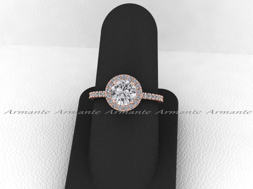 Rose Gold White Sapphire Engagement Ring