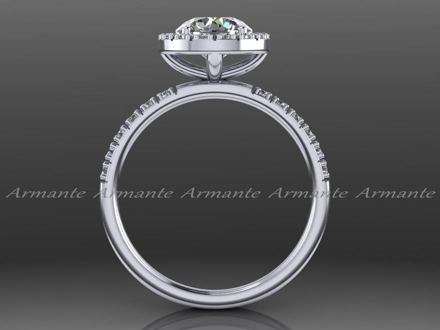 14K White Gold Halo Engagement Ring