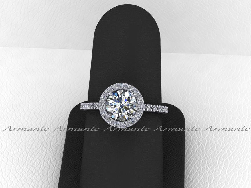 14K White Gold Halo Engagement Ring