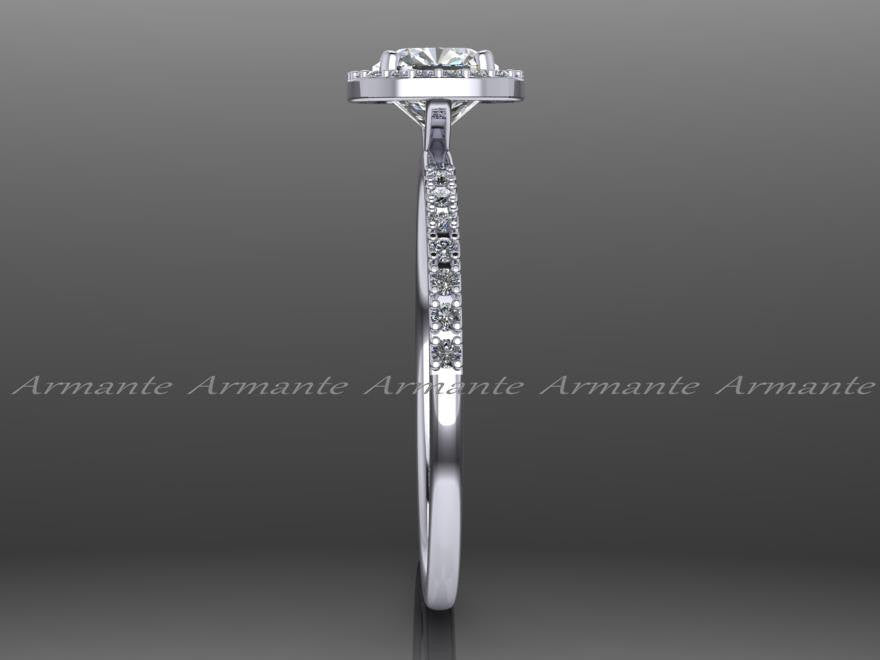 Petite Forever One Moissanite Halo Diamond Engagement Ring