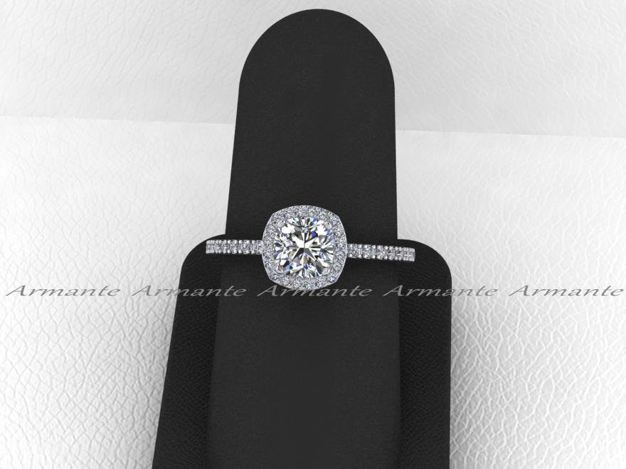 Halo Diamond Moissanite Engagement Ring Cushion Cut Ring