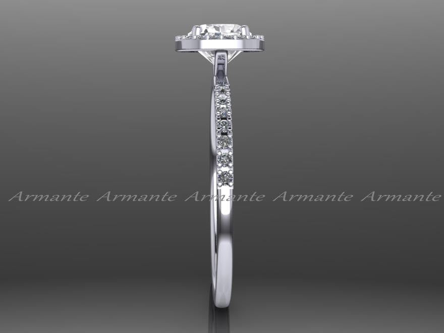 White Sapphire & Diamond Wedding Ring Cushion Cut