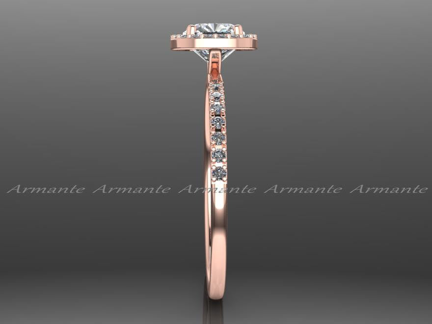 Rose Gold Halo Diamond & Moissanite Wedding Ring