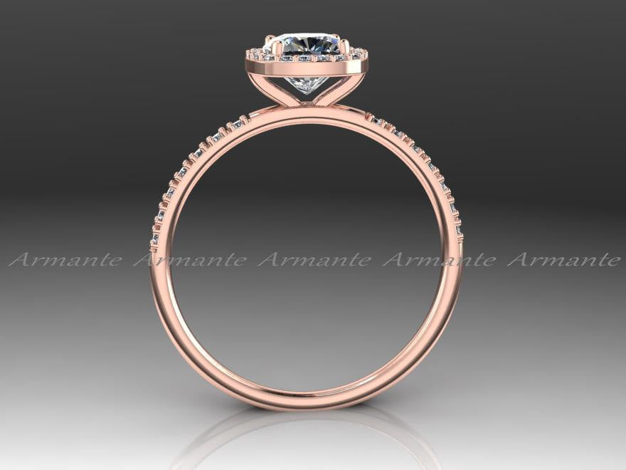 Rose Gold Halo Diamond & Moissanite Wedding Ring
