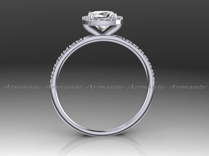 White Sapphire & Diamond Wedding Ring Cushion Cut