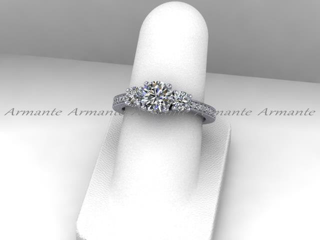 Diamond And Moissanite Vintage Style Engagement Ring