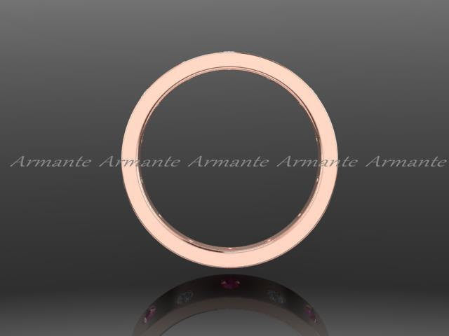 Pink Sapphire Wedding Band, Diamond Band