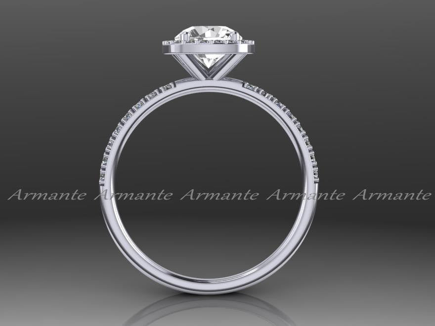 White Gold Cushion Cut White Sapphire Engagement Ring