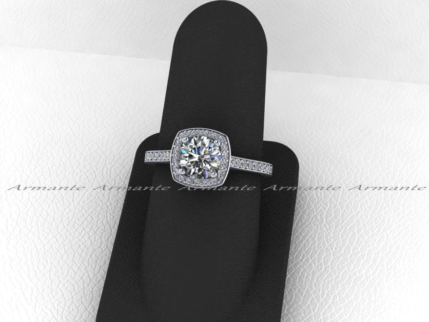 Filigree Design Moissanite & Diamond Wedding Ring