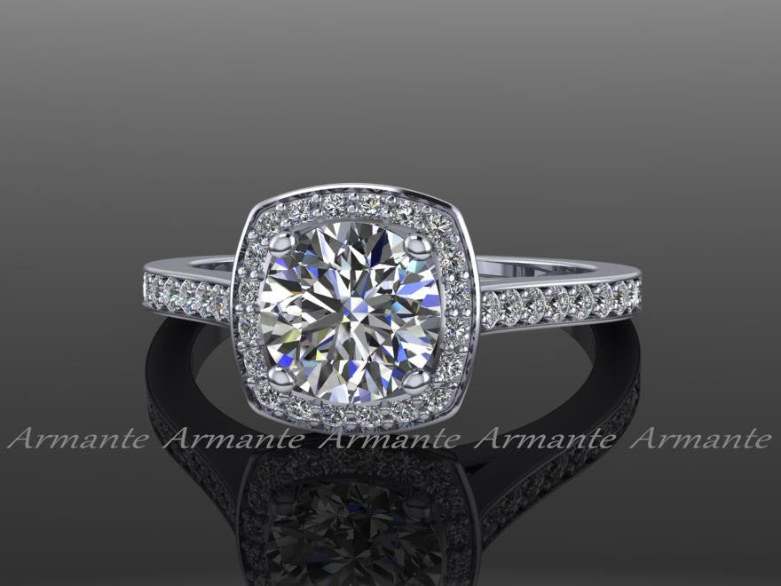 Filigree Design Moissanite & Diamond Wedding Ring