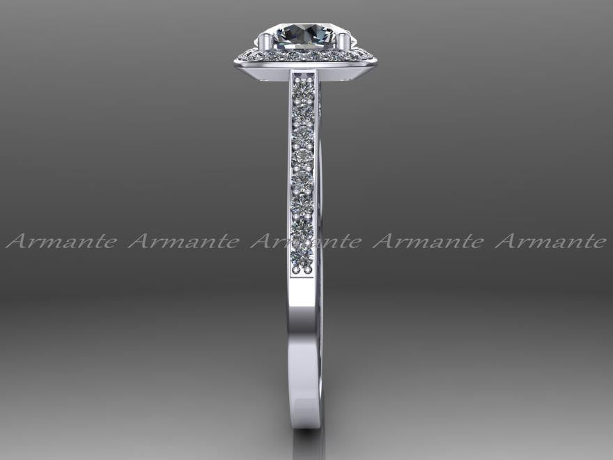 Filigree Design Moissanite & Diamond Wedding Ring