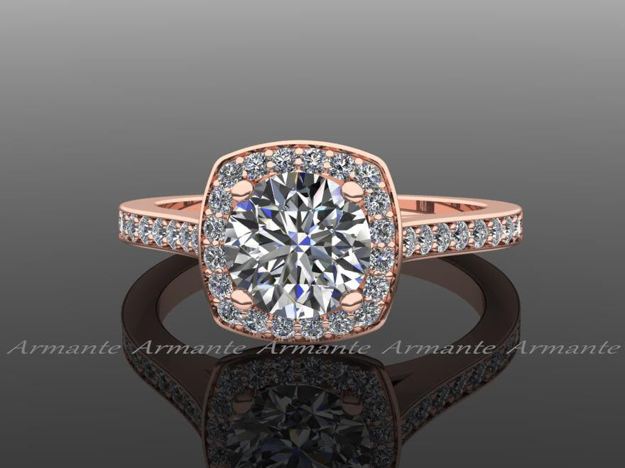 Vintage Inspired Unique Diamond & Moissanite Engagement Ring