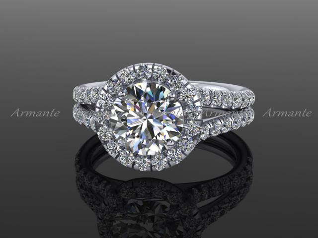 Forever Brilliant Moissanite Halo Diamond Wedding Ring