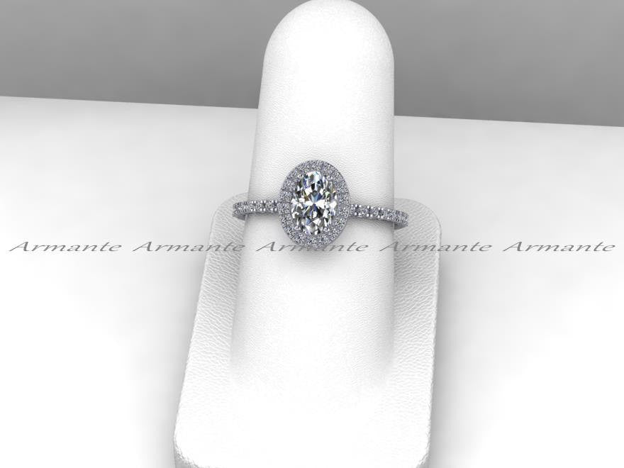 Oval Cut Moissanite & Diamond Engagement Ring