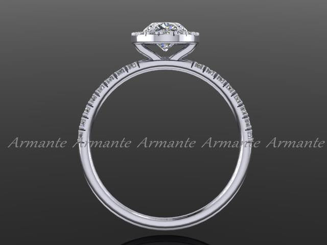 Oval Cut Moissanite & Diamond Engagement Ring