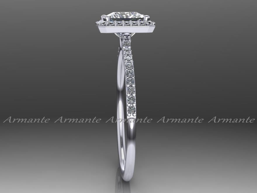 White Gold Princess Cut Moissanite Engagement Ring