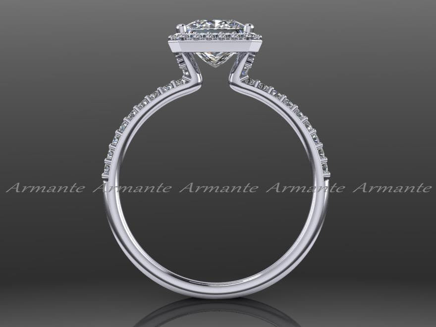White Gold Princess Cut Moissanite Engagement Ring