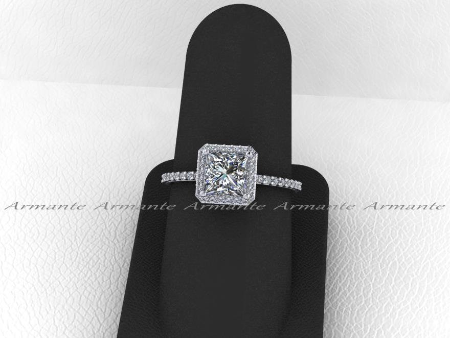 White Gold Princess Cut Moissanite Engagement Ring