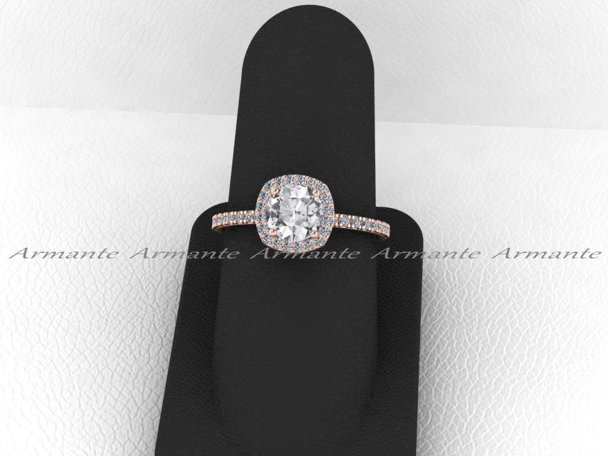 Diamond Alternative White Sapphire Halo Engagement Ring