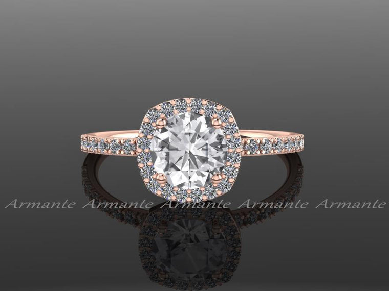 Diamond Alternative White Sapphire Halo Engagement Ring