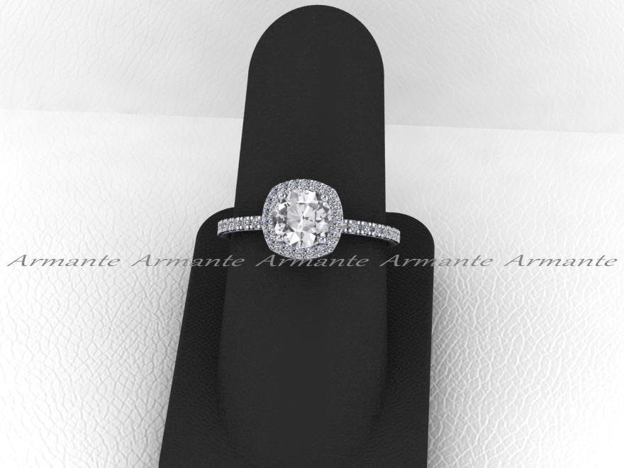 White Gold Cushion Cut White Sapphire Engagement Ring