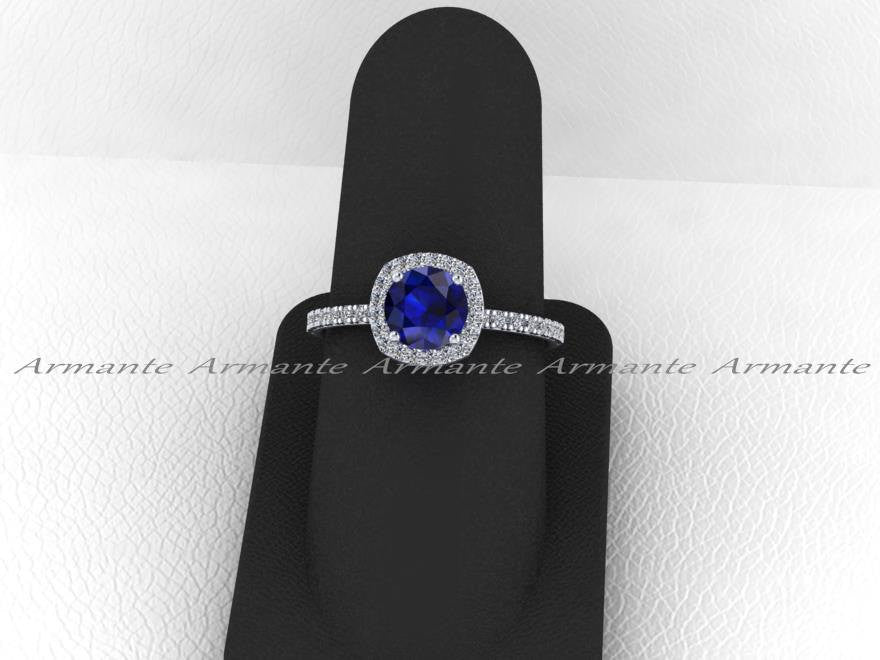 Diamond Alternative Halo Sapphire Engagement Ring