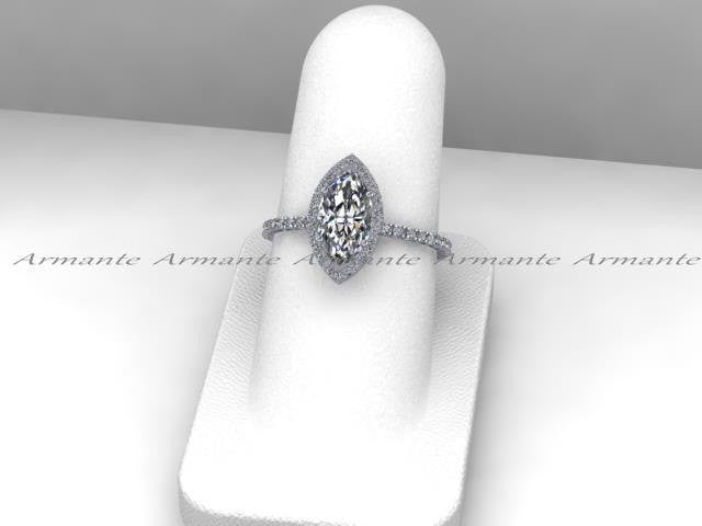 Marquise Cut Moissanite & Diamond Wedding Ring