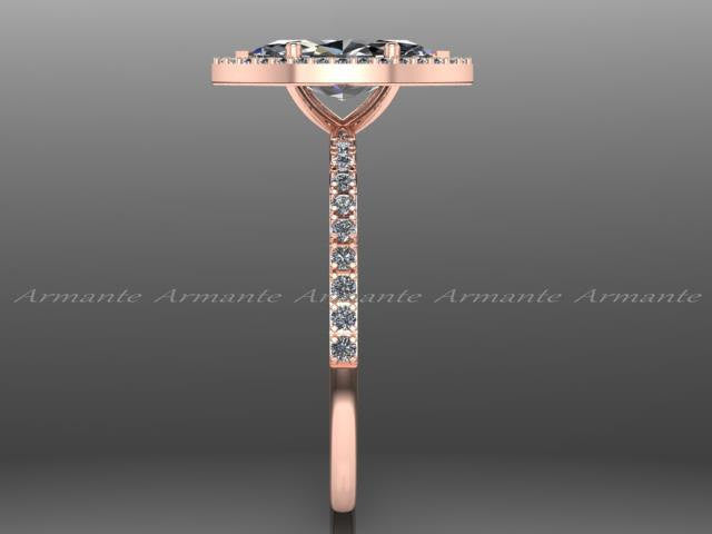 Marquise Moissanite Diamond Rose Gold Wedding Ring