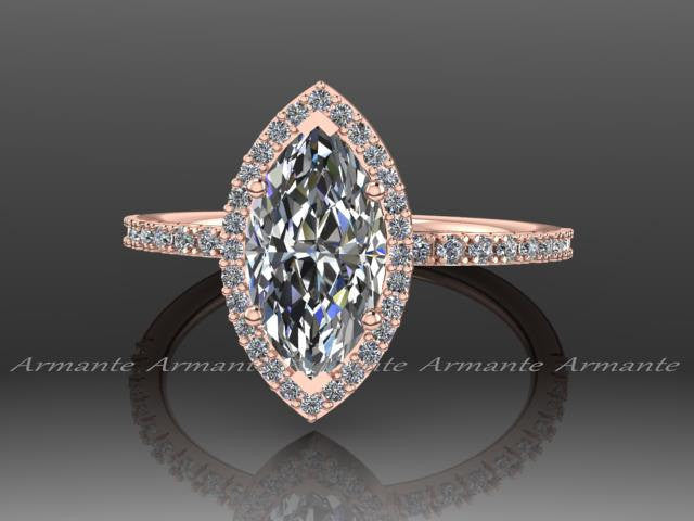 Marquise Moissanite Diamond Rose Gold Wedding Ring