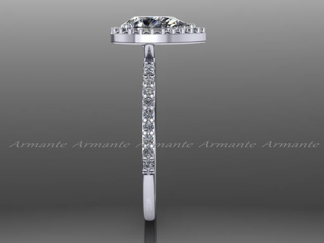 Pear Moissanite Engagement Ring, 14K White Gold