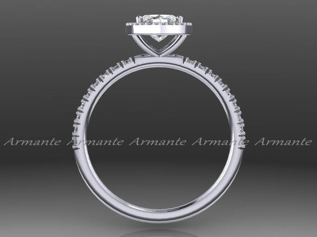 Marquise Cut Moissanite & Diamond Wedding Ring