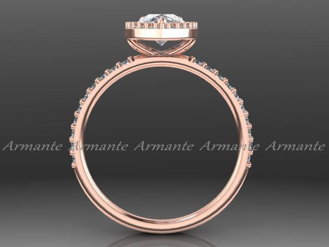 Pear Moissanite Wedding Ring Rose Gold Diamond Bridal Ring