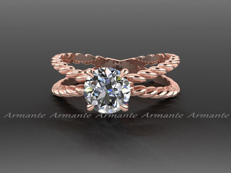 Rose Gold Forever Brilliant Moissanite Engagement Ring