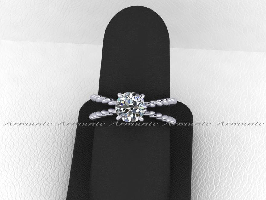 White Gold Criss Cross Solitaire Moissanite Engagement Ring