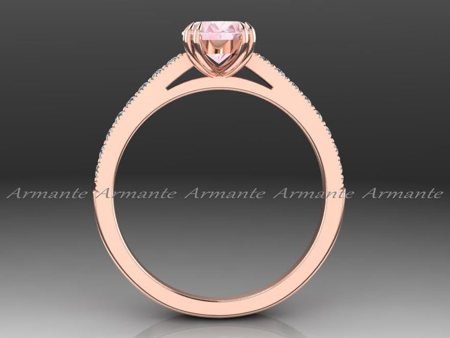 Oval Morganite & Diamond Engagement Ring